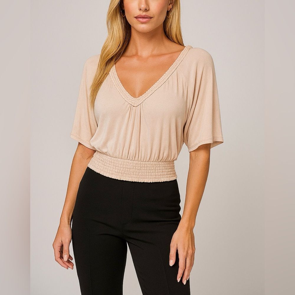 American Rag Beige V-Neck Blouse